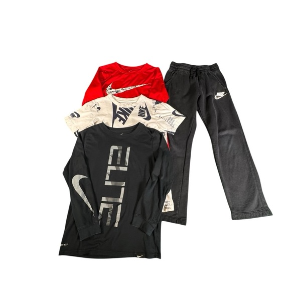 Nike Boys M Lot 4pc Dri-FIT T-Shirts Pants Athletic Elite Logo Swoosh Bundle - Picture 1 of 14